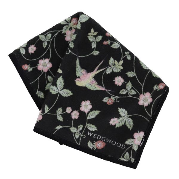 WEDGWOOD 000118-0006-01 Wedgwood Smartphone Wipe, Glasses Wipe, Handkerchief, Black, Microfiber, Wild Strawberry (Wanderlust Collection), Approx. 10.6 inches (27 cm)