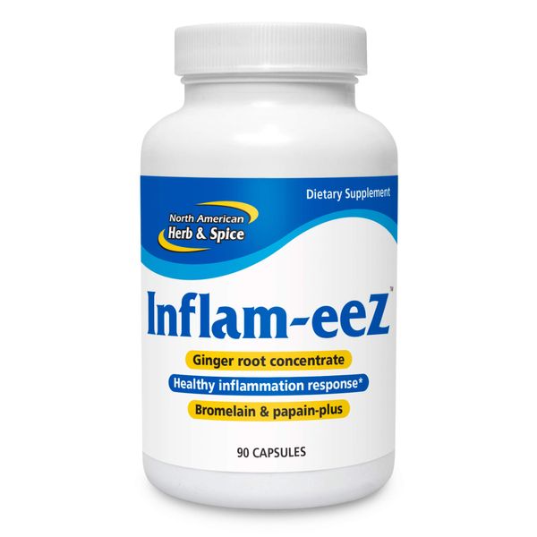 North American Herb & Spice Inflam-eeZ - 90 Capsules - Supports Healthy Immune & Inflammatory Response - Ginger Root, Camu Camu Berries, Bromelain & Papain Plus - Non-GMO - 45 Total Servings