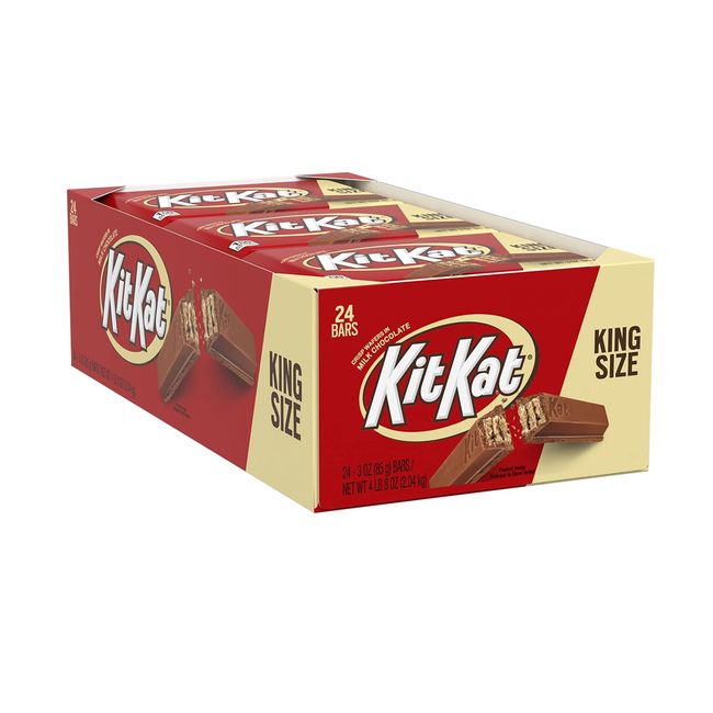 KIT KAT Milk Chocolate King Size Wafer Candy, Bulk, Individually Wrapped, 3 oz Bars (24 Count)