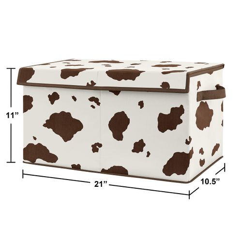 Sweet Jojo Designs Wild West Cow Print Boy Small Fabric Toy Bin Storage Box Chest For Baby Nursery or Kids Room - Brown and Cream Western Southern Country Animal