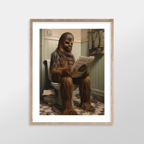 Star Wars Bathroom Décor Art Print - Premium Giclee Fine Art Print - Aesthetic Modern Vintage Painting Style Darth Vader Stormtrooper Yoda Print Poster for Bathroom Wall Decor, Ready to Frame