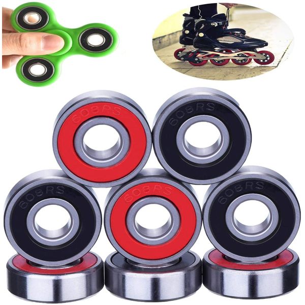 Skateboard Bearings,8PCS 608RS 608ZZ Bearings,Ball Bearings Frictionless Stainless Steel Bearings Stainless Steel Bearings for Long Skateboards Four-wheel Skates Wheels