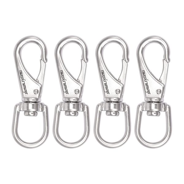 SHONAN Stainless Steel Flag Clips for Flagpole Rope- 4 Pack 3.5 Inch Swivel Snap Hook Flag Pole Clips, Diving Clips Spring Hooks for Dog leashes, Keychains, Boat Ropes, Bird Feeders