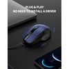 TECKNET USB Wired Mouse, 6-Button Corded Mouse with 4 Adjustable DPI, Optical Computer Mouse with Ergonomic Design for Laptop, Chromebook, PC, Desktop, Mac, Notebook-Blue