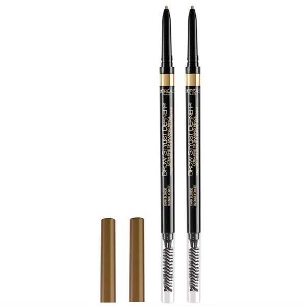 L'Oreal Paris Makeup Brow Stylist Definer Waterproof Eyebrow Pencil, Ultra-Fine Mechanical Pencil, Draws Tiny Brow Hairs and Fills in Sparse Areas and Gaps, Dark Blonde, 0.003 Ounce (Pack of 2)