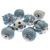Mango Tree - Mixed Set of Blues Ceramic Cupboard Knobs x Pack 8 (MG-03)
