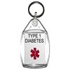 medical alert type 1 diabetes keyring handmade in uk