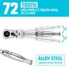 Ratchet Handle Socket Wrench 1/4" Drive 72 Tooth Flexi Head Stubby 115mm Rounded