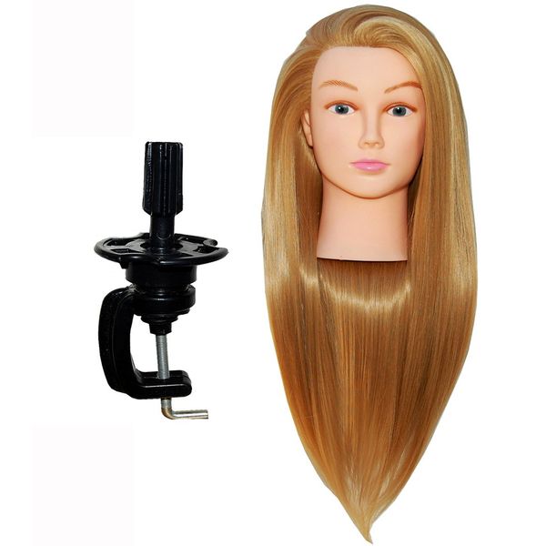 Zvena Beauty 30" Cosmetology Mannequin Manikin Training Head Synthetic Fiber with Clamp - PEGGY