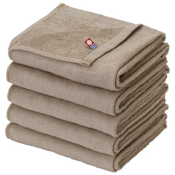 Imabari Towel, Made in Japan, Face Towels (15 Colors) 100% Cotton, 2 lbs (240 Momme), 13.4 x 33.9 inches (34 x 86 cm), Set of 5, Sand (Imabari Face Towel, Plain, Imabari, Towel Set, Domestically Produced, Aesthetic Towel, Business Towel, Hotel Specificati