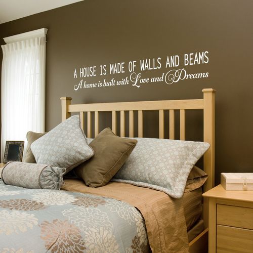 A House is Made of Walls and Beams a Home is Built with Love and Dreams Quote Vinyl Wall Art Decal Sticker, Removable Home Decor, Soft Pink, 48in x 7.5in