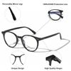 aisswzber Small Round Plastic Blue Light Blocking Glasses 2615B-Black