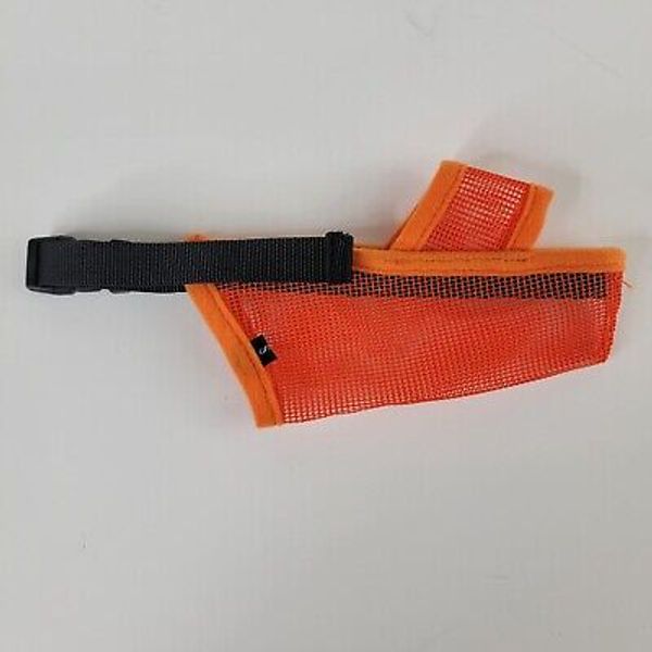 Size Small Air Mesh Breathable & Drinkable Pet Muzzle Anti-Biting Licking ORANGE