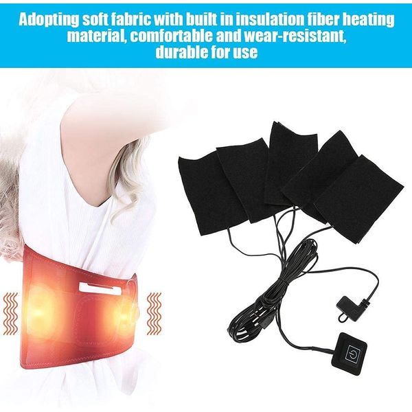 Clothing Electric Heating Pads, 5-in-1 USB Carbon Fiber Heated Sheet Piece, 3-Shift Electric Cloth Heater Pad Heating Element for Neck Back Abdomen Lumbar Pet