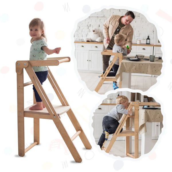 Foldable Step Stool for Toddlers - Kid Chair That Grows - Beige - Beige