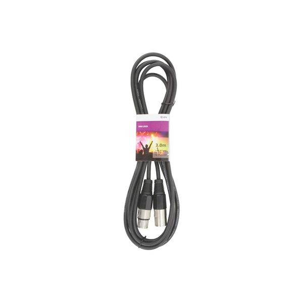 QTX Professional DMX Lighting Leads XLR Plug to Socket 3.0m