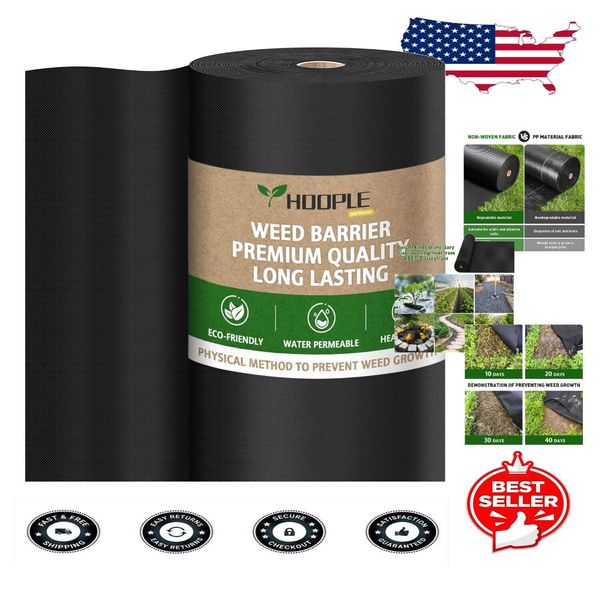 Premium 4FTx100FT Heavy-Duty Weed Barrier Fabric for Effortless Garden Control