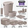 Superio 15L Medium Ribbed Storage Bin- Plastic Storage Bin  (4 Pack, Taupe)