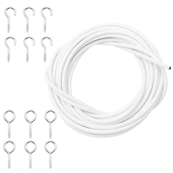 ANAMO Curtain Wire Rope Rail Hanging White 5m (With Hook)