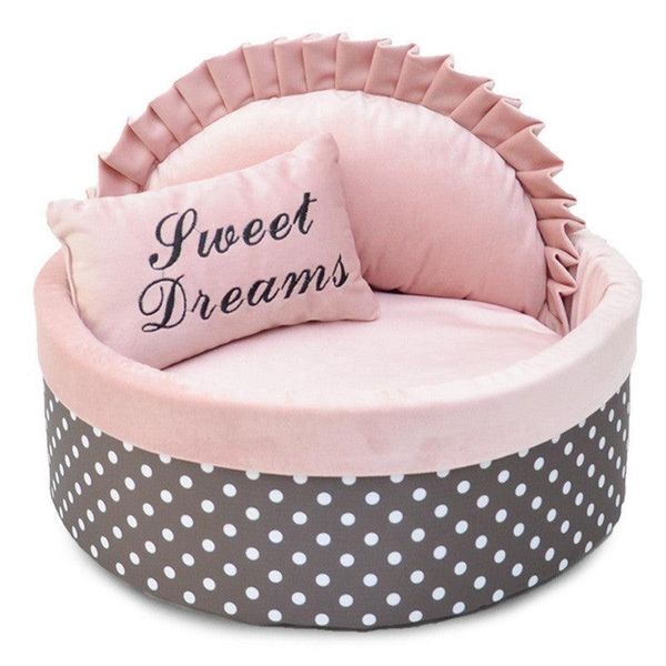 Cozy Polka Dot Dog Kennel And Cat Nest - Autumn And Winter Collection - Pink / S