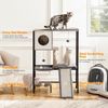 Wooden Cat Tree, Versatile Cat Tower with Scratching Post, Cat Hammock and Food