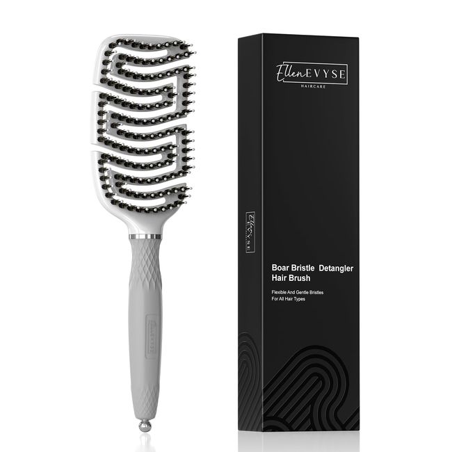 Ellen Evyse Boar Bristle Detangling brush,Detangling Brush,Detangler Brush for Curly, Thick, and Straight Hair, Dry and Wet Detangling Quisickly Detangles and Smooths hair,Hair Brush for Women and Men