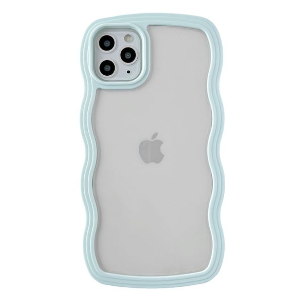 Caseative for iPhone 11 Pro Max Case,Cute Curly Wave Frame Shape Shockproof Soft Phone Case (Green)