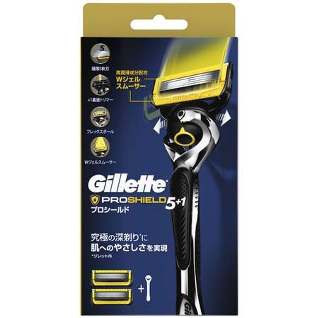 Gillette Pro Shield Razor, 1 body, 2 spare blades included, 1 of which is already attached to the body / Nekoposu or up to 1 non-standard size