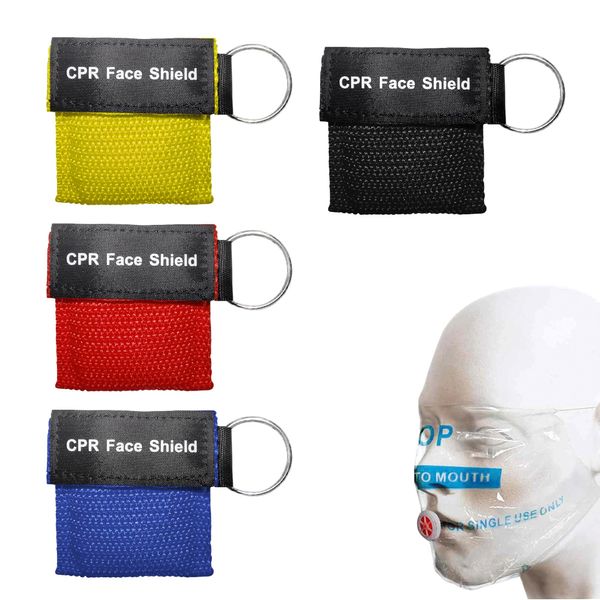 4PCS CPR Face Shields Portable Anti Choking for Rescue Device CPR Mask Keychain Ring Cross-Infection Prevention Mouth-to-Mouth Protection Emergency Device for Preventing Accidents