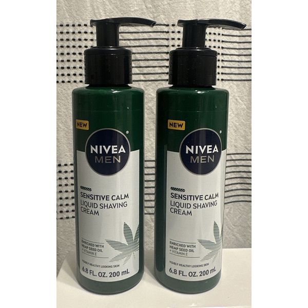 2x Nivea Men Sensitive Calm Liquid Shaving Cream Pump Bottle 6.8 oz