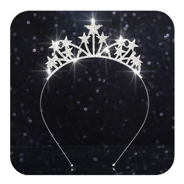 Kilshye Rhinestone Star Tiara Headband Silver Crystal Princess Tiaras and Crowns Prom Headpiece for Women and Girls