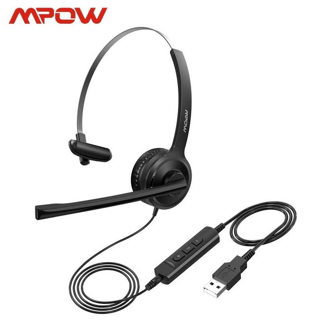 Mpow BH323  Wired Stereo Computer Headset with Noise Cancelling Mic 3.5mm/USB Plug Flexible Rotation For Call Center PC Laptop