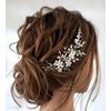 Unicra Bride Wedding Hair Comb Silver Flower Headpiece Combs Pearl Crystal Hair Accessories for Women and Girls
