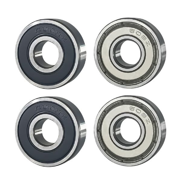 4 Stück Kugellager 608rs, ABEC-9 Rillenkugellager Kohlenstoffstahl Miniatur Rollenlager mit Double Shielded,Metall Doppelt Geschirmt für Skateboard, Roller, Inline Skates(8mm x 22mm x 7mm)