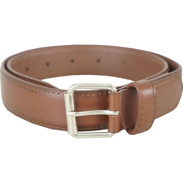 VANGELO Kid Classic Dress Belt Brown with Silver Buckle 20" Fit for Waist 18"-23"