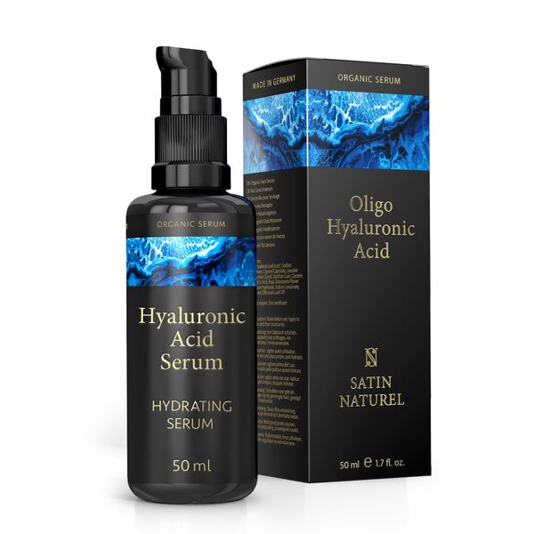 Oligo Hyaluronic Acid Serum for Face 50ml, Face Serum Skincare for a Rejuvenated Skin - Collagen Serum for Face with Organic Aloe Vera for Sensitive Skin - Vegan Skin Care by Satin Naturel