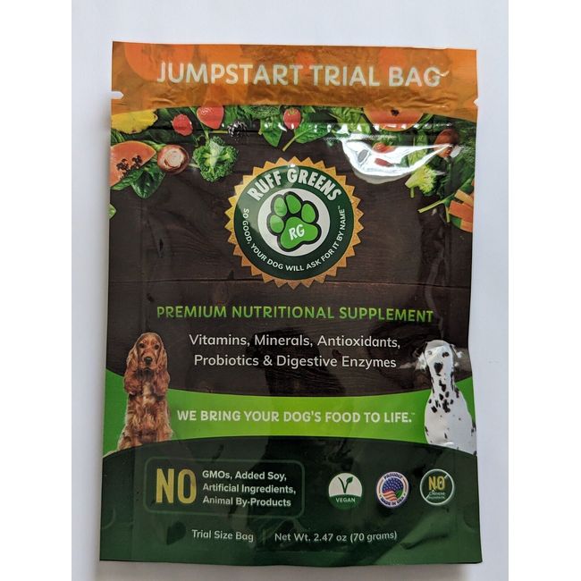 Ruff Greens - Trial Bag 2.47 OZ - All Sized Dogs Nutrition- Vegan, No GMO