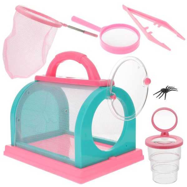 Gadpiparty Kids Critter Catcher Tools Set with Cage Tweezers Magnifying Glass Observation Cup Net Outdoor Catcher for Children