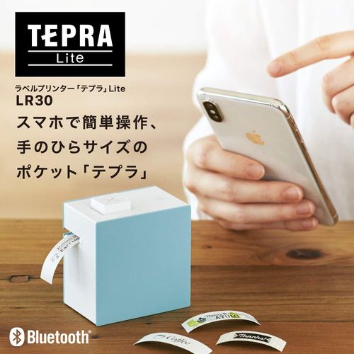 Kingjim Tepra Lite LR30 blue smartphone label printer.