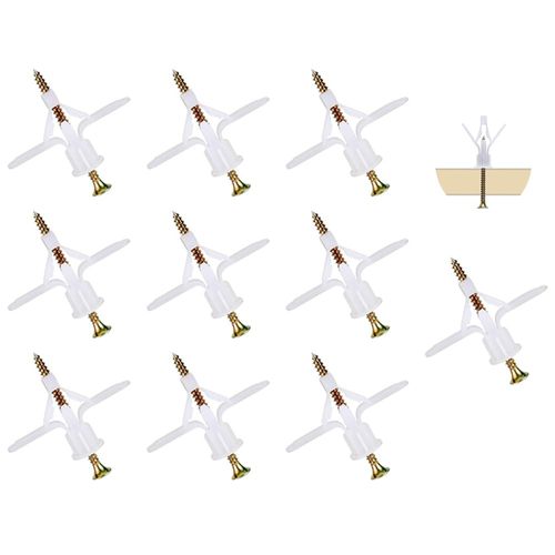10 Pcs Gypsum Board Wall Plug, Board Anchor, Expansion Tube, Plasterboard Screws, Aircraft Expansion Anchor Plug, Wall Board Anchor, Strong Board Anchor Screw, Strong Anti-Rotation Fixing