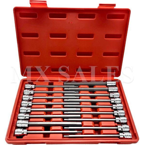 17pc 3/8" DR CR-V/S-2 Material LONG Extension SAE+Metric HEX KEY BIT Set