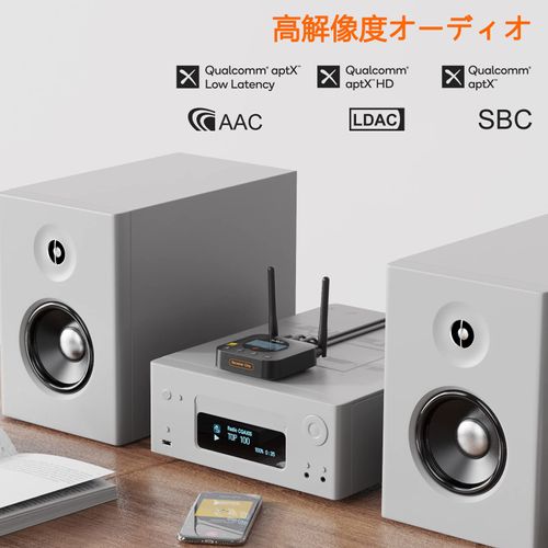 1Mii bluetooth audio receiver bluetooth receiver LDAC Aptx Low Latency Aptx HD with LCD Display Optical Digital RCA Coaxial AUX Connection bluetooth 5.1 Long Distance TV PC Projector Wireless