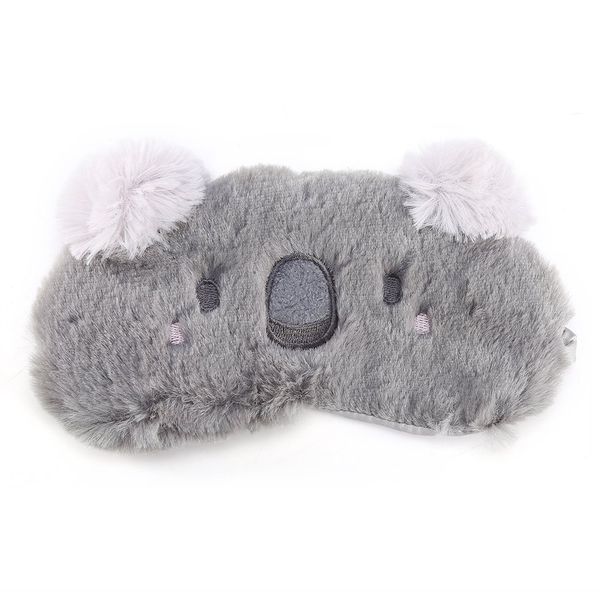 Cute Eye Mask, Animal Fluffy Sleep Eye Cover Sleeping Mask Blindfold with 3D Ears for Kids Girls Women (Koala)