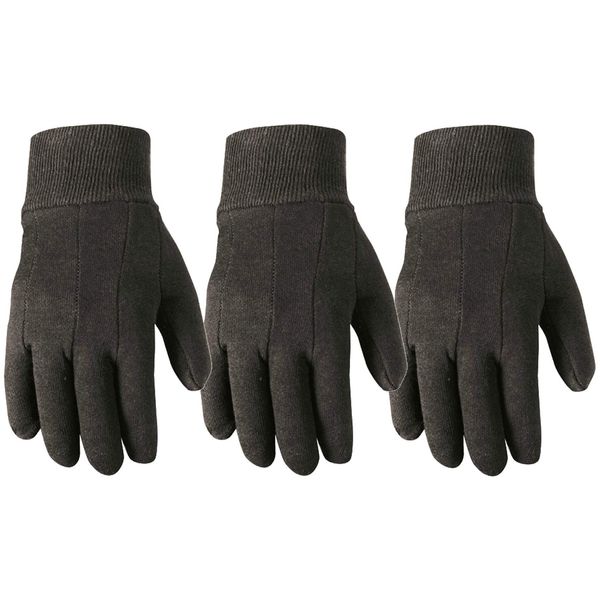 Wells Lamont Work Gloves, Jersey Basic, Wearpower, 3 Pair Pack (508LF),Brown,Large