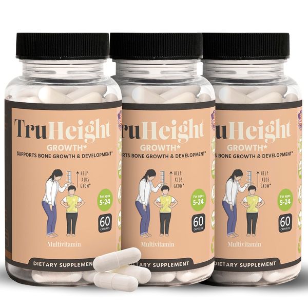 TruHeight Capsules - Natural Height Growth for Kids & Teens - Pediatric Recommended - Height Growth Maximizer with Ashwaganda & Calcium - Height Increase Vitamins, Supplement for Bone Strength Ages 5+