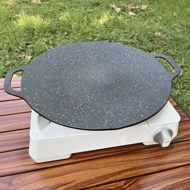 One-piece Bbq Grill Plate, Korean Style Iron Plate Grill, Home Baking Stone Grilling  Pan, Non-stick & Less Oil For Multi Purpose