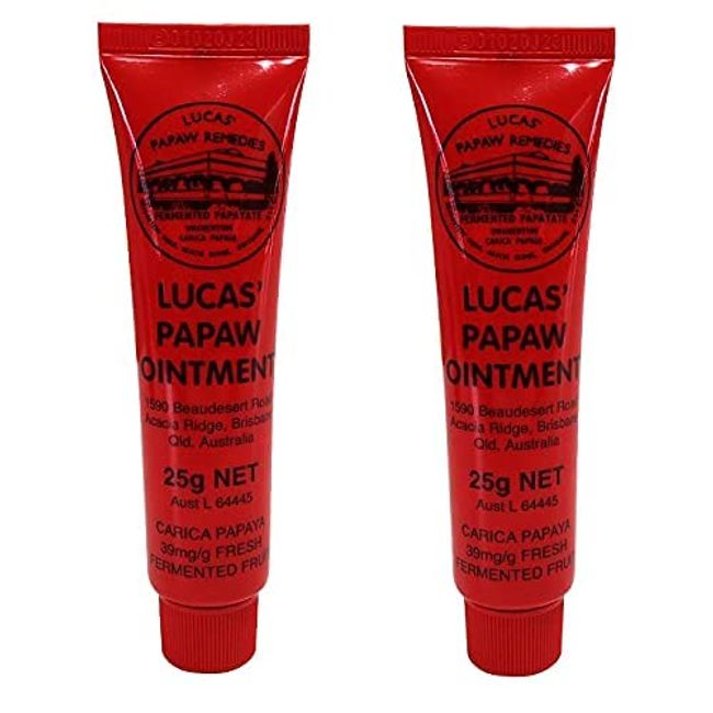 Lucas' Papaw Ointment 0.9 oz (25 g) Tube Moisturizing Cream with Papaya Natural Ingredients [Parallel Import] (2 Pieces)