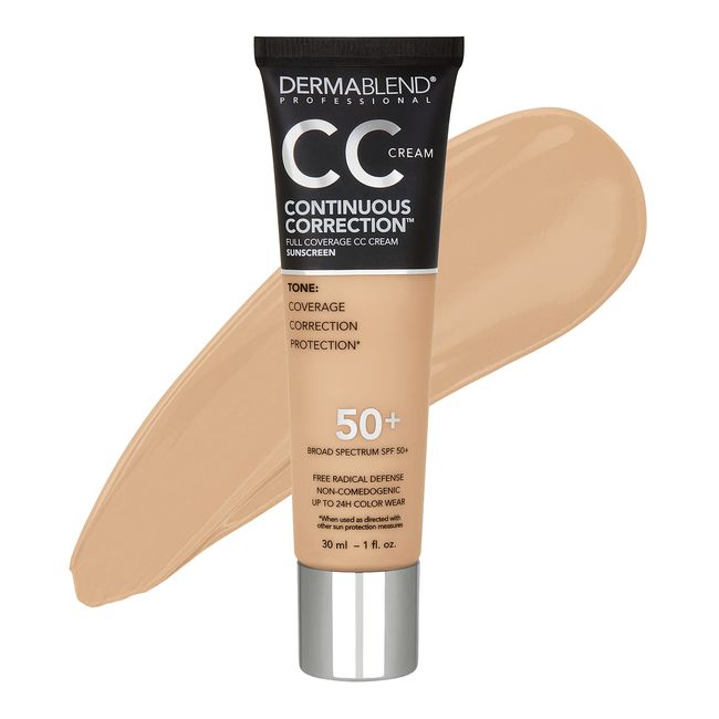 Dermablend Continuous Correctionâ„¢ Tone-Evening CC Cream Foundation SPF 50+, Full Coverage Foundation Makeup & Color Corrector, Non-Comedogenic , 1 Fl Oz (Pack of 1)