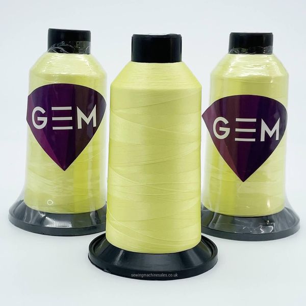 GEM Machine Embroidery Thread, 1x 3000M Cone, 40wt Polyester, Lemonade, for Embroidery Machines