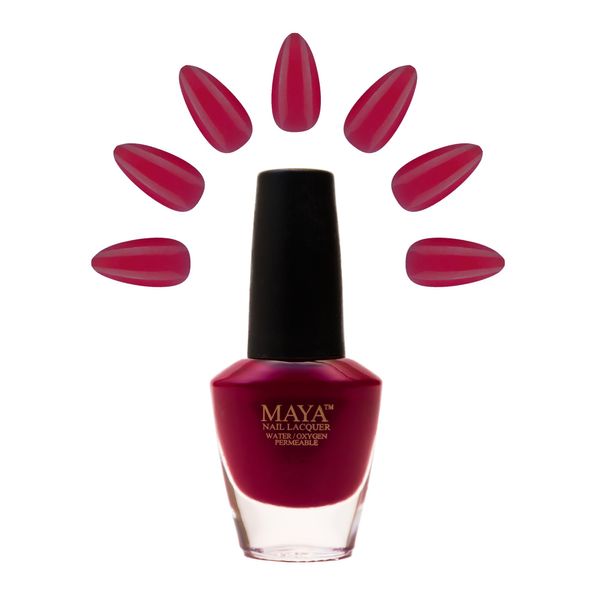 MAYA Red Gel Nail Polish - Quick Dry, Non-Toxic, Breathable & Cruelty Free Nail Art DIY Manicure, Certified Halal Nail Kit - 0.4 fl oz Soak Off Organic Nail Lacquer, Made in USA - Ruman